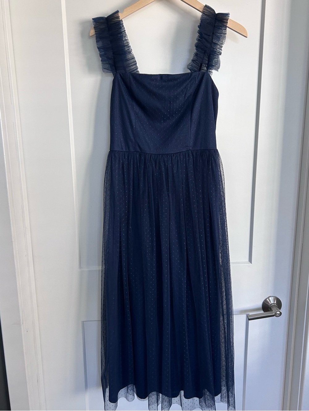 Women’s Navy Tulle Ruffle Strap Dress/Medium